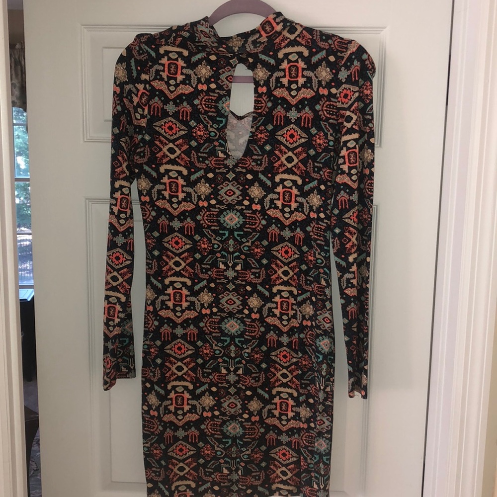 Colorful Aztec print party dress